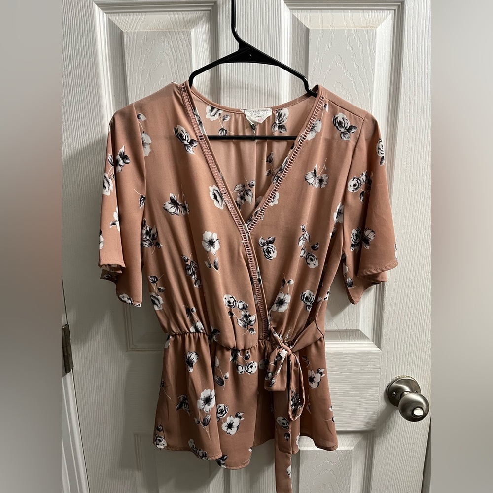 Rose pink & floral blouse